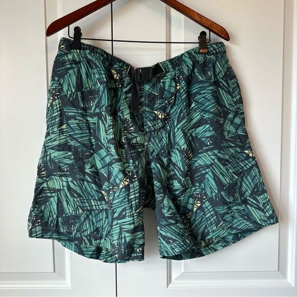 Columbia Men's Size L Blue and Green Tropical Floral Print Swim Trunk Shorts - Picture 2 of 4